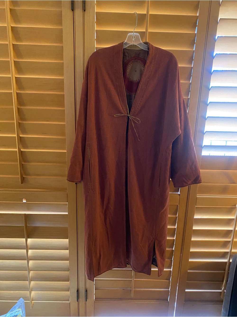 Vintage Terracotta/rust-colored artisanal duster robe coat